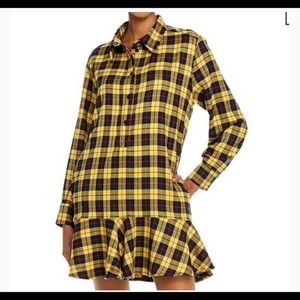 AQUA Bloomingdale's Exclusive Plaid Shirt Dress Size M NEW WITH TAGS